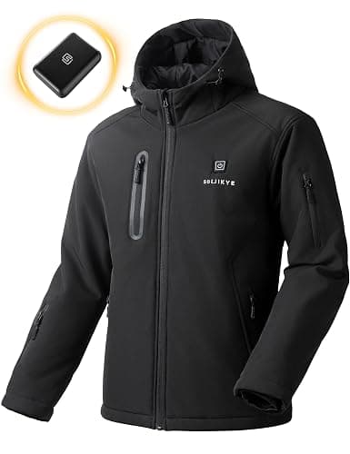 SOLJIKYE Heated Jacket for Men with 12V/20000mAh Battery Pack, Men's Winter Jackets Soft Shell Electric Heated Coat thumbnail 2