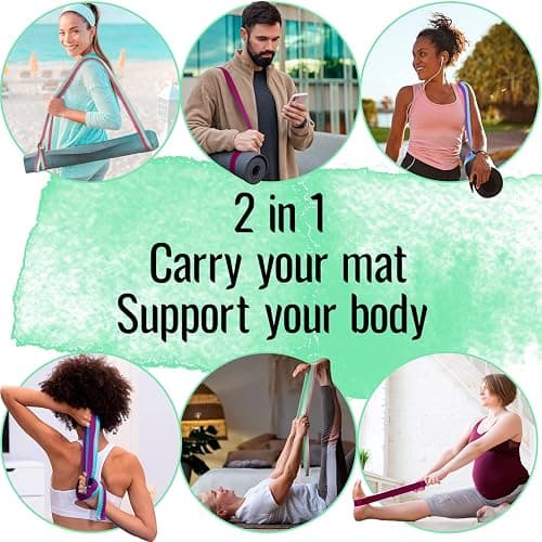 TECEUM Yoga Mat Strap – 30+ Colors – Adjustable Mat Holder Sling Carrier for All Mats [Mat Not Included] thumbnail 3