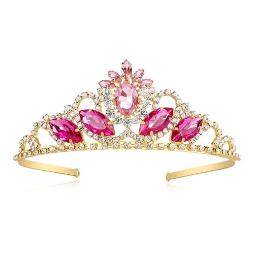 JINSAWW Princess Crown Dress-up Headband Birthday Wedding Gold Crown Halloween Cosplay Hair Accessories for Her - Image 1