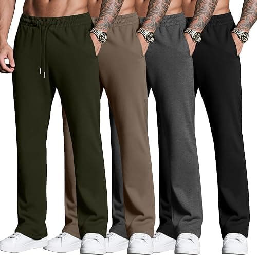 Luis- Neer 4 Pack Men's Sweatpants Joggers with Pockets Open Bottom Gym Athletic Pants Baggy Workout Casual Running Clothing - Image 1