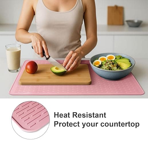 Stove Top Cover for Electric Stove - Food Grade Ceramic Stove top Cover, Silicone XXL Dish Drying Mat, Glass Cooktop Covers, Flat RV Range top Mats (Pink,28x20) thumbnail 6