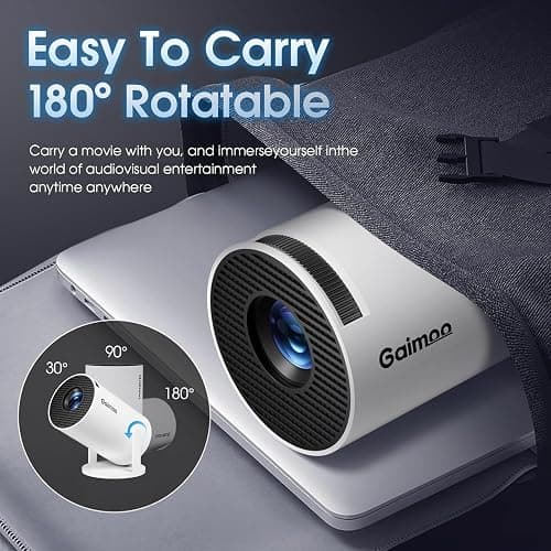 Mini Projector with WiFi and Bluetooth Built-in Apps Smart Projector Support 4K 1080P FHD 180° Adjustable Auto Keystone Compatibile with HDMI/TV Stick/Memory Stick/Laptop, White thumbnail 4