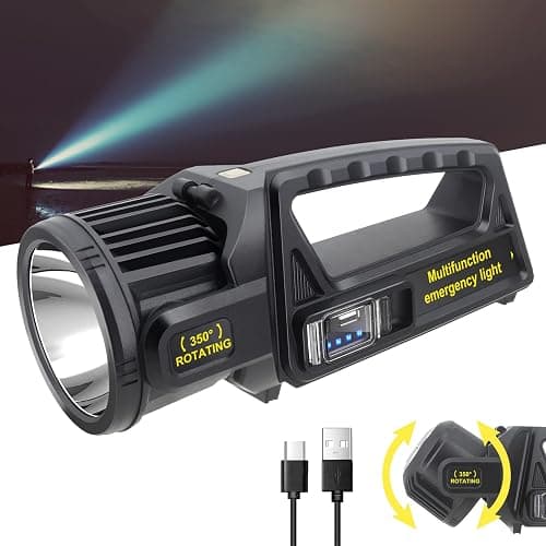 JSKNB Spotlight 3000000 Lumens, 9 Modes Rechargeable Led Spotlight Flashlight with 350° Rotate Head, Super Bright Spot Lights Outdoor Handheld, IPX6 Waterproof Solar Flashlight As Seen on TV, XX-Large - Image 1
