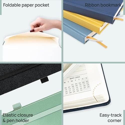 POPRUN Planner 2025-2026, (Large 8.5'' x 10.5'' Hard Cover) Academic Calendar (July 25-June 26) Daily Weekly and Monthly Appointment Book with Hourly Time Slots, Monthly Tabs, 100 GSM - Light Pink thumbnail 5