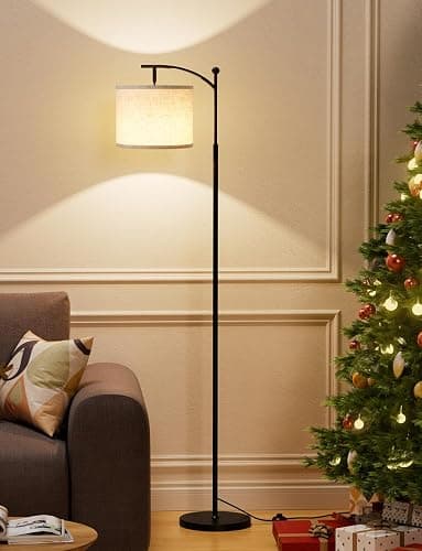 Ambimall Floor Lamps for Living Room with 3 Color Temperatures LED Bulb, Standing Lamp Tall with Adjustable Beige Shade, Tall Lamps for Bedroom Office Classroom Dorm Room Apartment, 9W Bulb Included - Beige - 60.6 Inches thumbnail 6