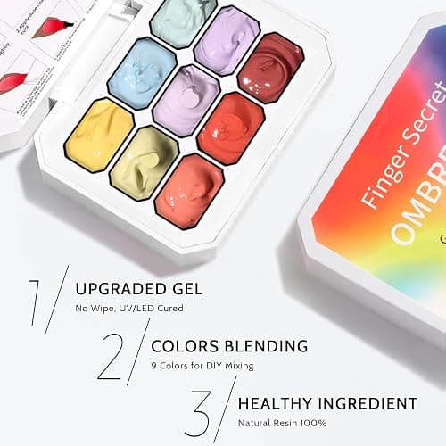 Karroy Sponge Pat Paint Nail Gel & Tools Kit, 9 Colors Ombre Nails Gradient Gel Nail Blush Blooming Aura Nails Drawing Stripper Floral Painting Nail Art, No Wipe, UV/LED Curing (9 Colors Set A) thumbnail 5