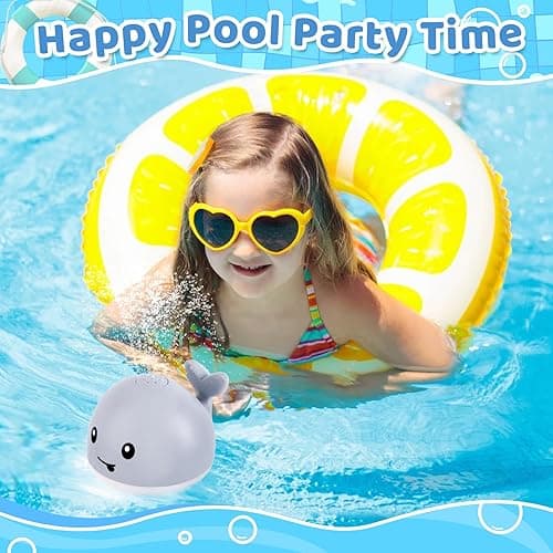 Gigilli Upgraded Baby Bath Toys, Rechargeable Light Up Bath Toys for Kids 1-3, Baby 6-12 12-18 Months Whale Bath Toy Sprinkler, Fountain Bathtub Toys Toddler Newborn Birthday Gifts - Gray whale thumbnail 5