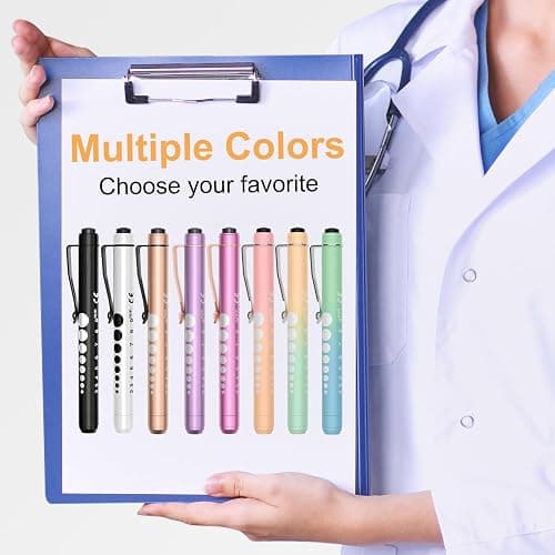 3 Pack Pen Lights for Nurses with 6 Batteries - Reusable Pen Light with Pupil Gauge and Ruler, Nurse Accessories for Work, Medical Penlights for Nursing Student Doctors EMT CNA (White+Black+Gold) thumbnail 6