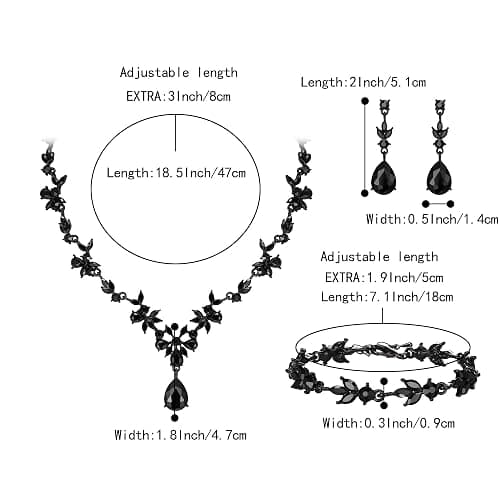 BriLove Wedding Jewelry Set for Women Bride, Y-Necklace Tennis Bracelet Dangle Earrings Crystal Teardrop Marquise Cluster for Bridal Bridesmaid thumbnail 6