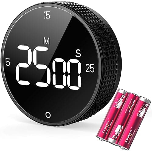 Allbean Magnetic Kitchen Timer for Cooking with Loud Alarm - Large LED Display Rotating Countdown Pomodoro Timer, Preset 5/15/25 Mins Easy for Seniors and Kids，for Baking Grilling Studying - Image 1