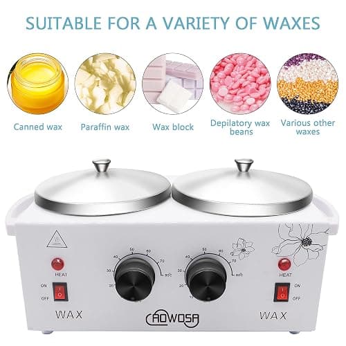 Professional Waxing Kit Wax Warmer Double Pot Wax Heater Machine for Hair Removal, Large Waxing Pot for Spa Salon Beauty Esthetician Home, with Adjustable Temperature Set, 50 Stick & 20 Collar(White) thumbnail 2