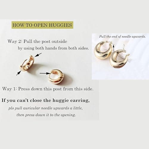 HILXURY Gold Chunky Hoop Earrings Set for Women, 14K Gold Plated Twisted Huggie Hoop Earring Hypoallergenic, Thick Open Hoops Set Lightweight thumbnail 7