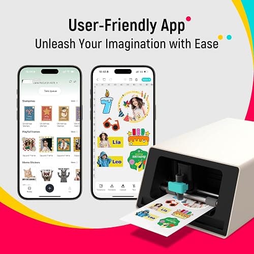 Liene PixCut S1 Color Sticker Printer & Cutting Machine - All-in-One Sticker Maker for DIY Crafts, Custom Labels & Gifts. Thermal Dye-Sublimation Photo Printer, 300 DPI, Precise AI Auto-Cutting thumbnail 7