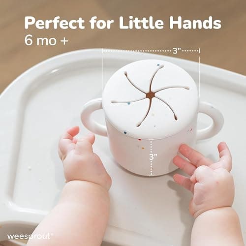 WeeSprout Snack Containers, Food Grade Silicone Cups, Spill-Proof Tops For Toddlers and Babies, Premium Hard Plastic Travel Lids, Dishwasher Safe, Set of 2 Snack Catchers thumbnail 3