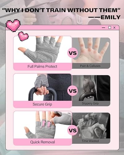 VINSGUIR Workout Gloves for Women and Men, Breathable Weight Lifting Gloves for Gym Exercise, Fitness, Training, and Cycling, with Excellent Grip and Cushion Pads thumbnail 6