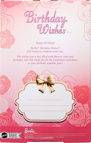 Barbie Signature Birthday Wishes Doll, Collectible Fashion Doll in Satiny, Pink Dress with Wavy Brown Hair thumbnail 6