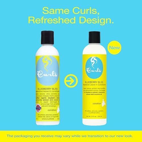 Curls Blueberry Bliss Reparative Leave In Conditioner - 8 oz, Helps Repair Damage and Prevent Breakage, Conditioner for Curly Hair, Wavy, and Coily Hair Types thumbnail 3