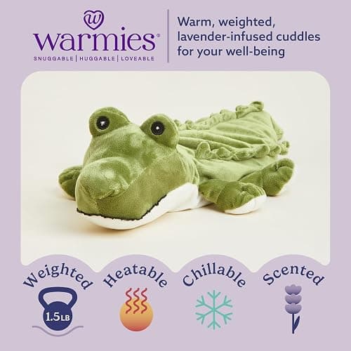 warmies Microwavable & Weighted Stuffed Animals, Alligator - Heated Stuffed Animal Plushie for Warmth & Comfort - Cute Soft Plush Toys for Boys, Girls, Babies & Toddlers thumbnail 2