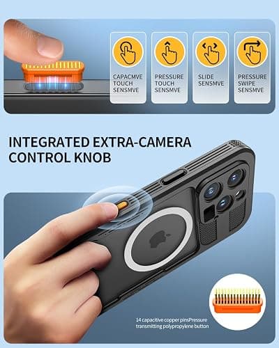 Lanhiem Magnetic for iPhone 16 Pro Max Case, IP68 Waterproof Dustproof Case, [Compatible with Magsafe] [Built-in Screen Protector] Full Body Heavy Duty Rugged Phone Cover 6.9 inch, Black/Clear thumbnail 5