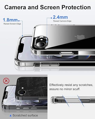 HOOMIL Case for iPhone 16e and iPhone 17e 6.1-Inch, Non-Yellowing, Drop Protection, Anti-Scratch Transparent Hard Back Phone Cover - Crystal Clear thumbnail 6