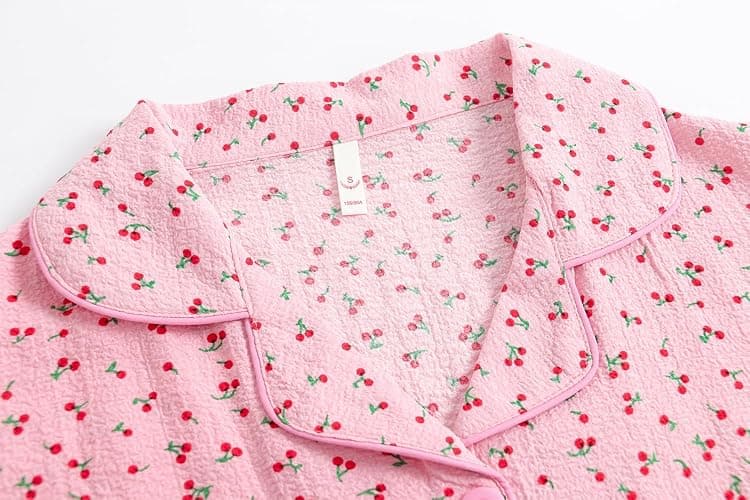Vopmocld Big Girls Button Down Sleepwear Short Sleeve With Shorts 2PCS Pajama Sets Casual Lapel Loungewear Patterns Printed thumbnail 3