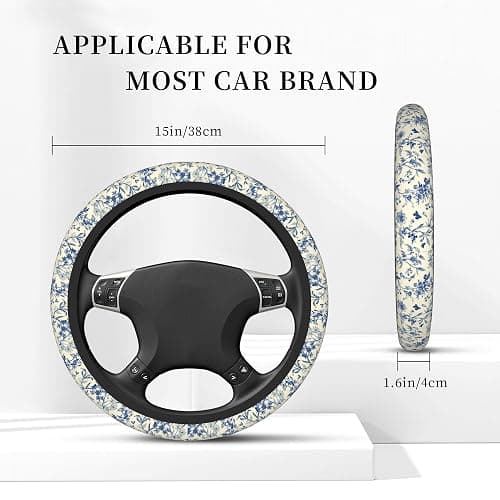 Floral Cute Steering Wheel Cover for Women & Men – Universal 15 Inch Car Accessories, Non-Slip & Stylish Design, Fits Most Cars, SUVs, and Auto thumbnail 5