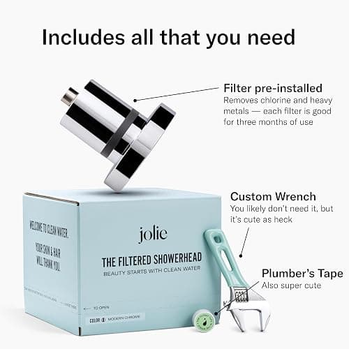THE JOLIE FILTERED SHOWERHEAD with Shower Filter System- High Pressure Showerhead, Hair and Skincare Accessory to Improve Beauty and Personal Care Routine (New Modern Chrome) thumbnail 5