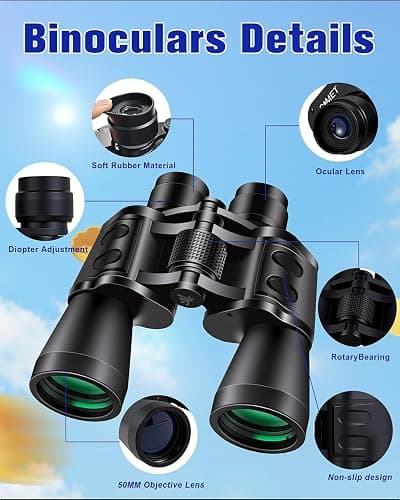 Sfeoot 20x50 Binoculars for Adults High Powered | Compact Waterproof,HD Vision,Easy Focus,BAK4 Prism,for Bird Watching, Hunting,Cruise Ship, Travel,Sport Games thumbnail 2