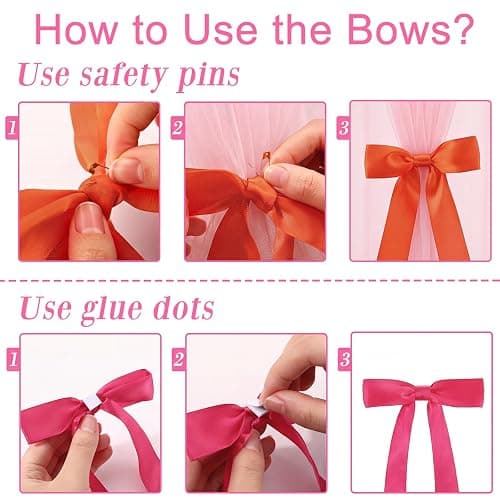 40 Pack Pink and Orange Bow Wall Decor for Sunset Party | DIY Bow Photo Backdrop, Tequila Sunrise Party Decorations for Women Girls, Bachelorette, Wedding, Birthday Decor thumbnail 6