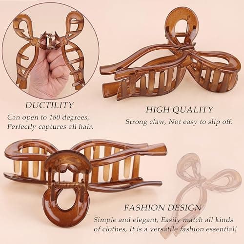 4 Pcs Bow Hair Clips Elegant Hair Claw Butterfly Hair Accessories for Girls Nonslip Butterfly Clips Hair Styling Accessories for Women thumbnail 3