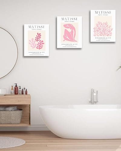 HesenDot Matisse Pink Framed Wall Art,30x40CM Abstract Canvas Wall Decor Set of 3,Boho Minimalist Art Posters Prints,Aesthetic Home Decoration for Living Room Bedroom Bathroom Kitchen thumbnail 6