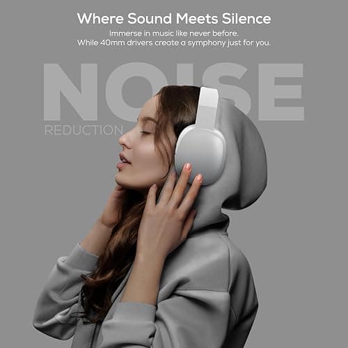 Gabba Goods Wireless Over Ear Bluetooth Headphones with Microphone - Wireless Headset -Noise Reduction - Bluetooth, Wired,Built in Micro SD for Travel, Home, Work TV,PC,Gaming,Cellphone (Silver) thumbnail 2