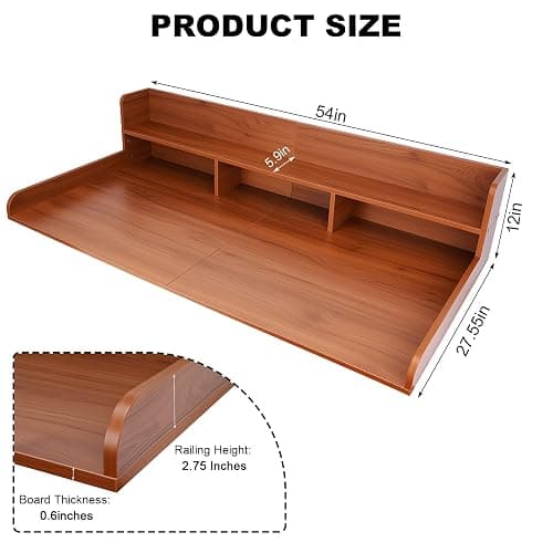 HMAZAE Washer Dryer Countertop with Shelf, 2-Tier Laundry Countertop Over Washer and Dryer, 54" x 27.55" Wooden Table for Folding Clothes for Laundry Room Organization and Storage (Walnut) thumbnail 2