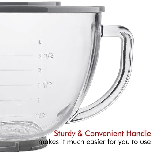Glass Mixing Bowl Accessory 5 Quart - Compatible with KitchenAid 4.5 and 5 Quart Tilt-Head Stand Mixers (With Lid & Lock Ring) thumbnail 5