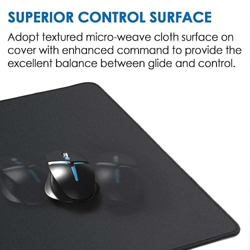 KTRIO Large Gaming Mouse Pad with Superior Micro-Weave Cloth, Extended Desk Mousepad with Stitched Edges, Non-Slip Base, Water Resist Keyboard Pad for Gamer, Office & Home, 31.5 x 11.8 in, Black thumbnail 2