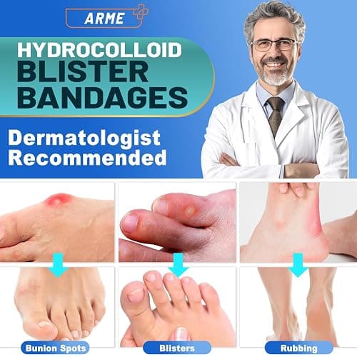 Arme Hydrocolloid Bandages, Gel Blister Bandages for Feet 50Pcs 4 Shape | Waterproof Blister Pads Blister Cushions for Prevention & Recovery for Heel Foot Toe Protection thumbnail 5