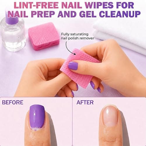 Makartt Lint-Free Nail Wipes – 1000PCS Pink Nail Polish Remover Pads, Super Absorbent Soft Dry Wipes for Nail Prep, Gel Polish Removal, Eyelash Extension Glue Cleaning, Non-Woven Fabric thumbnail 2