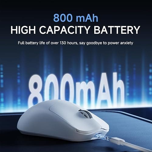 SEUNKWANG EWEAND X23 Pro Wireless Gaming Mouse, Tri-Mode 2.4G/USB-C/BT Mouse, PAW3311 Sensor, 12000 DPI, 59g Lightweight, 1ms Response, Computer Mouse with Anti-Slip Grip Tape for Laptop/PC/Mac-White thumbnail 3