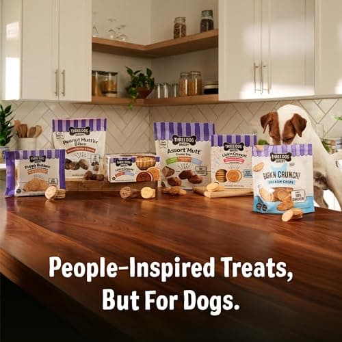 Three Dog Bakery Lick'n Crunch Sandwich Cookies Premium Dog Treats with No Artificial Flavors, Carob/Peanut Butter, Golden/Vanilla, 39 Ounces (Pack of 1) thumbnail 7