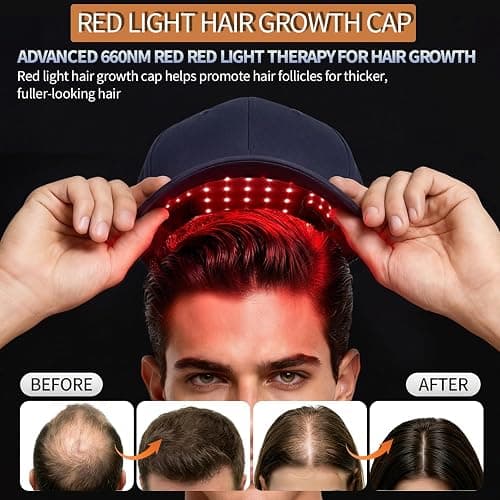 Red Light Therapy for Hair Cap, Hands-Free LLLT Laser Hair Growth Cap, Blue | 650nm &850nm Wavelengths Red Light Therapy for Head, Infrared Light Cap for Men & Women，Rechargeable with Timer Controller thumbnail 4