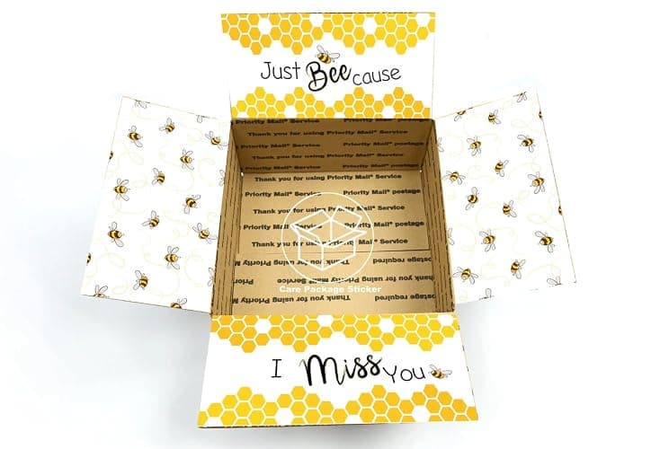 I Miss You Bumble Bee Care Package Box Sticker Kit for Long Distance Family, College Student - Image 1