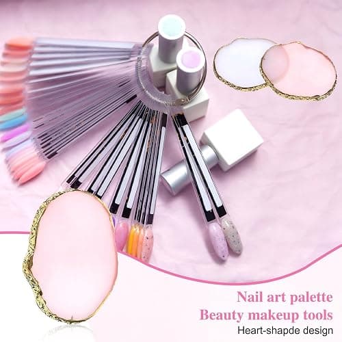 MBAIYO 2PCS Nail Art Palette, Resin Nail Plates Makeup Mixing Palettes Gilded Edge Polish Palette Irregularity Painting Mixed Color Palettes Display Board for DIY ManicureArt Design Makeup Foundation thumbnail 7