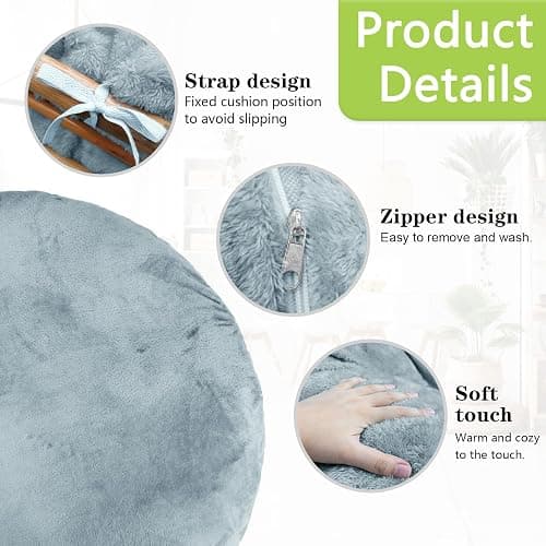 Bextile Shaggy Cover for Papasan Cushion, Shaggy Papasan Chair Cushion Cover, Fluffy Plush Faux Fur Zippered Slipcover Only, Removable Papasan Cushion Covers (A, 55 * 55in) thumbnail 5