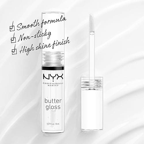 NYX PROFESSIONAL MAKEUP Butter Gloss, Non-Sticky Lip Gloss - Sugar Glass ,Clear - 54 Sugar Glass - 0.27 Fl Oz (Pack of 1) thumbnail 2
