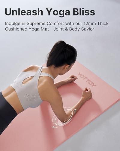 YOTTOY Yoga Mat，Extra Thick Yoga Mat (1/2inch),Professional TPE Exercise Mat,Non-Slip Workout Mat for Yoga, Pilates, Fitness, Barefoot Workouts, Home Gym Studio with Strap thumbnail 7