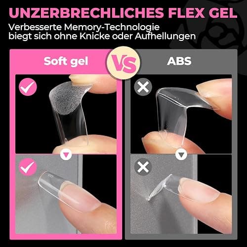 UNA GELLA Medium Square Tips für Gelnägel, 504 Stück 10 Größen, Soft Gel Press-On Nails, Vorgeformte Full-Cover Nagelspitzen, Acryl Nagelverlängerung für Nagelkunst & Home DIY thumbnail 6