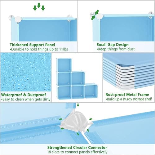C&AHOME Cube Storage Organizer, 6-Cube Shelves Units, Closet Cabinet, DIY Plastic Modular Book Shelf, Ideal for Bedroom, Living Room, Office, 36.6" L x 12.4" W x 36.6" H Blue UPCS06L thumbnail 7