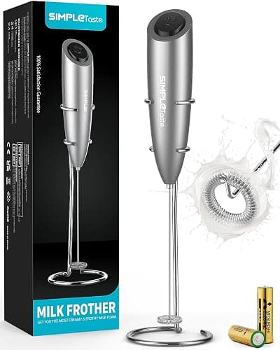 SIMPLETaste Milk Frother Handheld Battery Operated Electric Foam Maker, Drink Mixer with Stainless Steel Whisk and Stand for Cappuccino, Bulletproof Coffee, Latte thumbnail 8