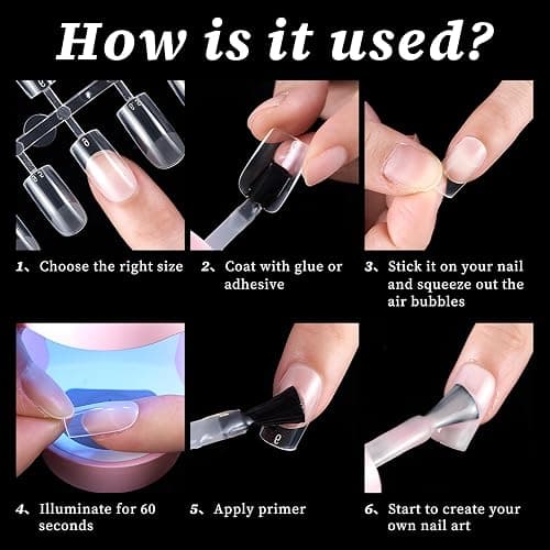 AddFavor Long Square Nail Tips, 300pcs Gel Nail Tips Square Long Fake Nails, Full Cover Clear 15 Size Acrylic Nails Tips for Nail Extensions, Press on Nails Making thumbnail 7