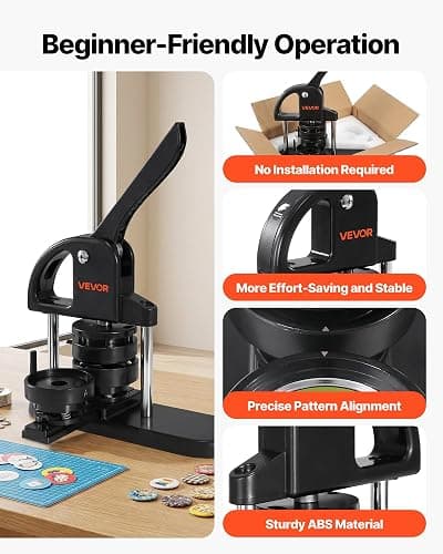 VEVOR Button Maker Machine 1/1.25/2.25 inch(25/32/58mm) 3-in-1 Pin Maker | with 300pcs Button Parts, Children DIY Presents, Ergonomic Arc Handle Punch Press Kit, Panda Magic Book, and Circle Cutter thumbnail 5